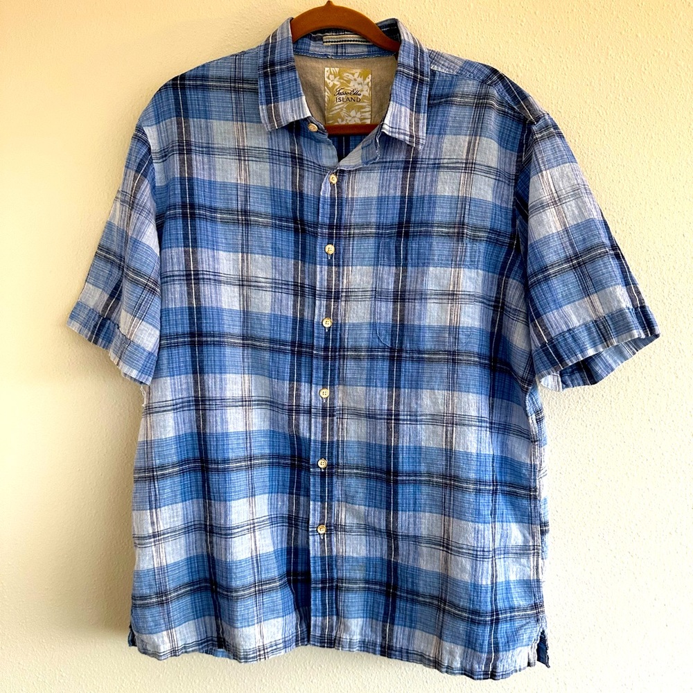 Tasso Elba Island Plaid Mens Casual Button Down Shirt